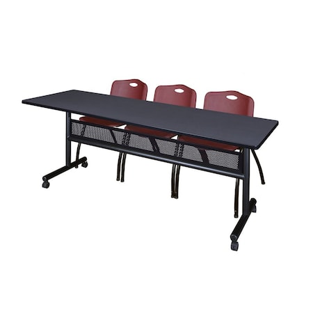 Kobe Rectangle FlipTop Table, 84" W, 29" H, Laminate Top, Gray MKFTM8424GY47BY